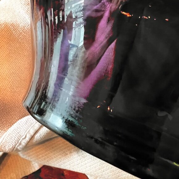 Handblown Purple Polish Art Glass Vase With Applied Handles - Picture 9 of 10